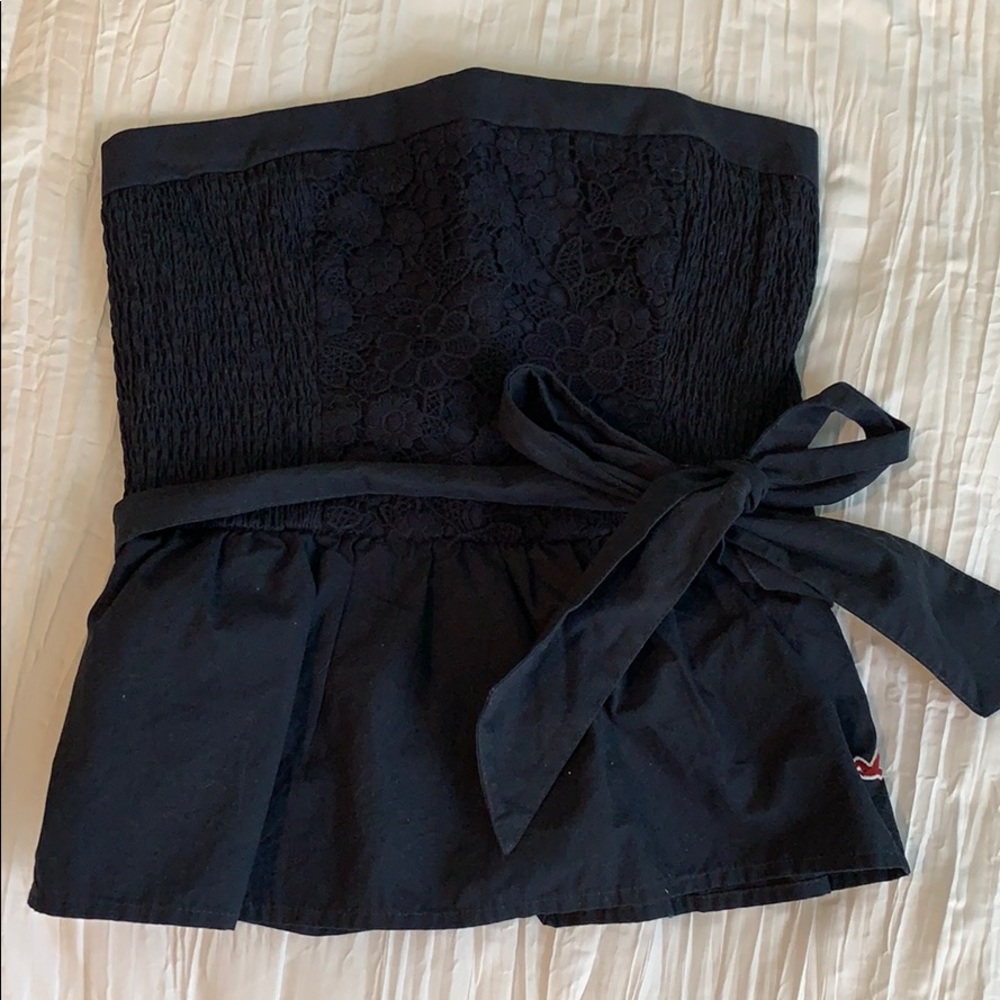 Hollister Navy Strapless Top